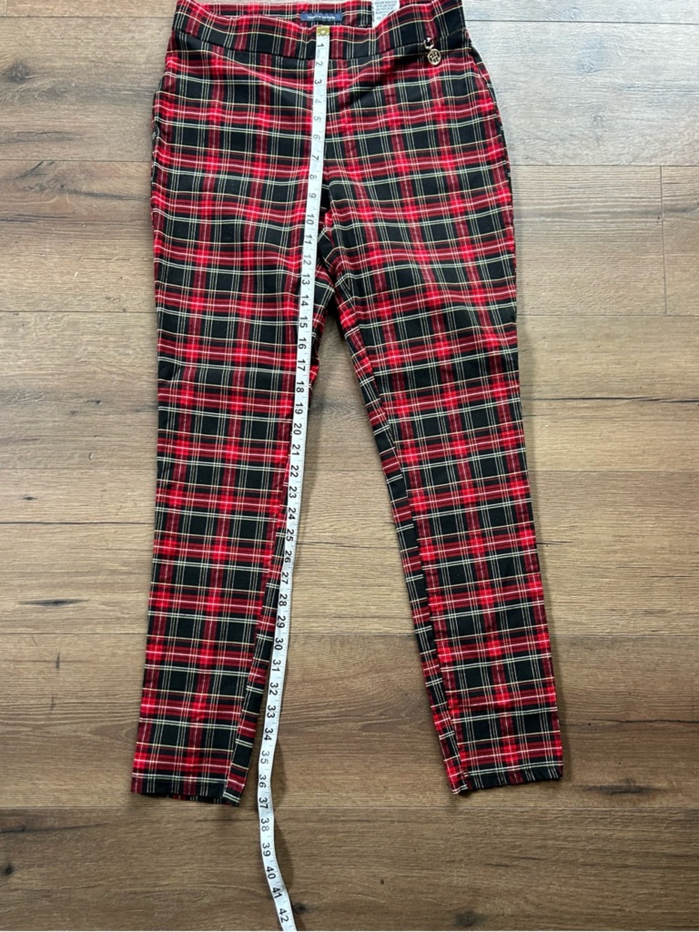 Tommy Hilfiger punk rock/ emo style Red Black Plaid Skinny Pants - Picture 6 of 6